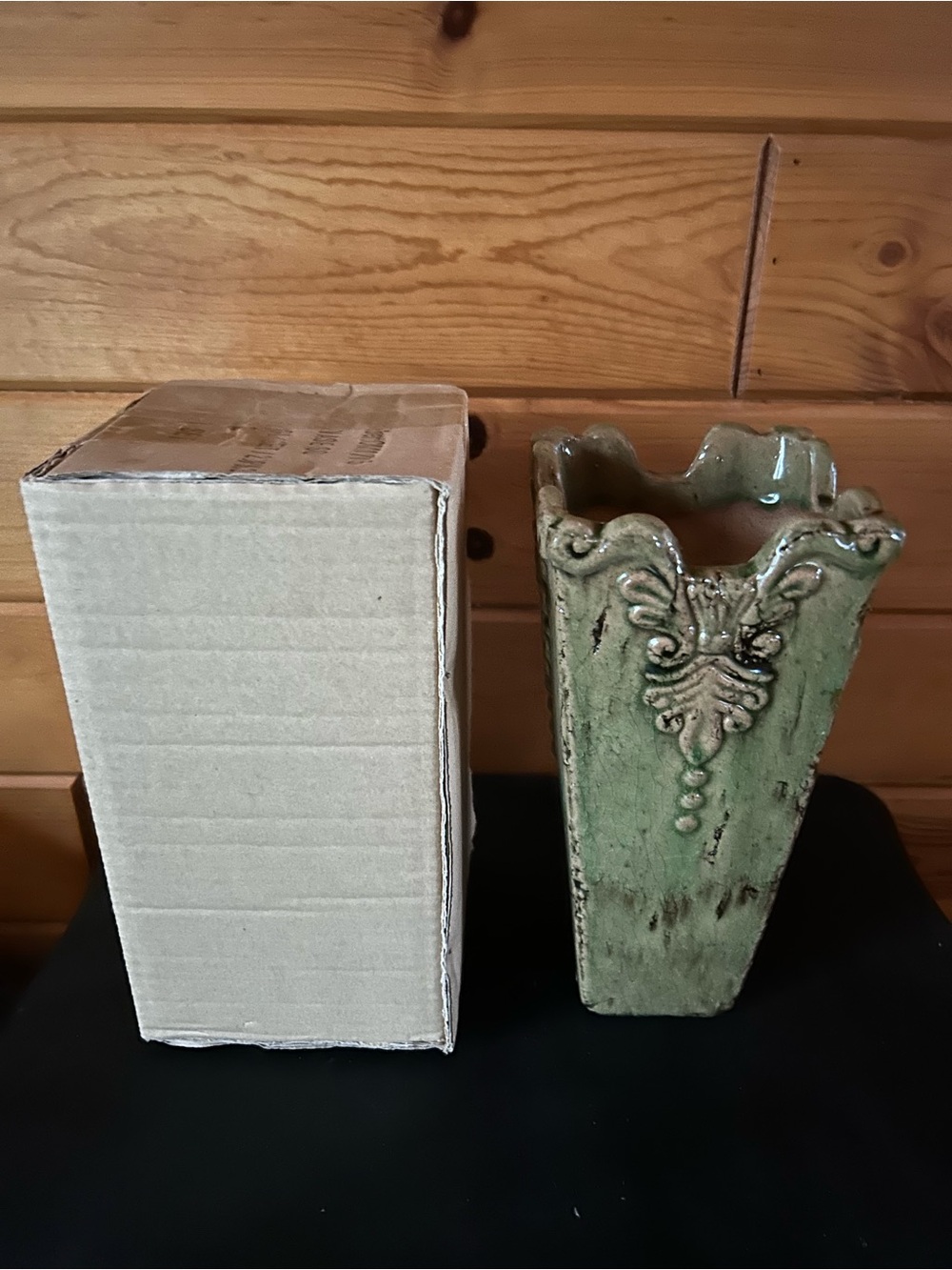 Green Distressed Ceramic Accent Vase - Home Accents